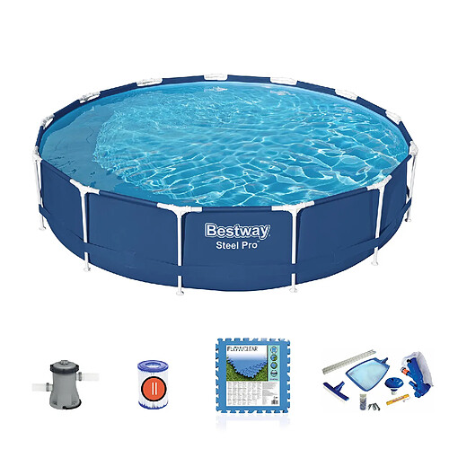 Pack Piscine Démontable Bestway Steel Pro 396x84 cm avec Épurateur à Cartouche 2.006 L/h, Kit de Maintenance et Tapis de Sol