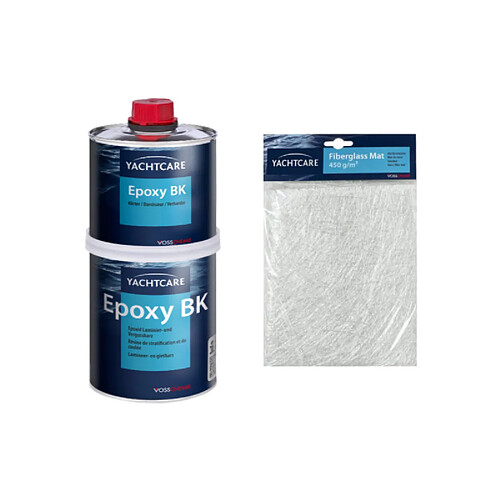 Pack YACHTCARE Résine époxy BK 1 KG - Mat de verre Yachtcare 450g/m2 1m2