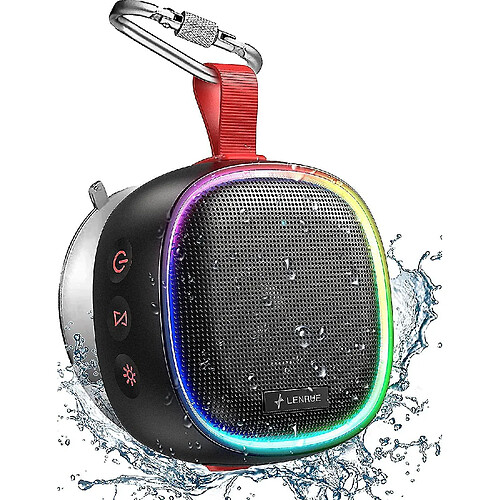 Universal Enceinte YH-Bluetooth avec lumière RVB, Lenrue IPX7 Employofroof Portable Shower En haut-parleur avec son haute définition, deux paires, basse (noir)