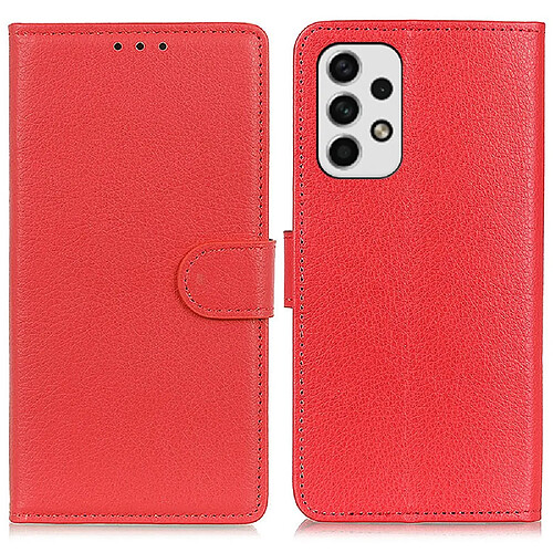 Etui en PU texture litchi, fermoir aimanté avec support rouge pour votre Samsung Galaxy A23 5G