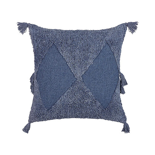 Beliani Coussin AVIUM Coton 45 x 45 cm Géométrique Touffeté Bleu