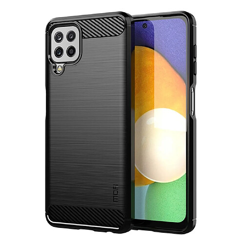 Mofi Coque en TPU Conception en fibre de carbone brossée flexible bien protégée noir pour votre Samsung Galaxy A22 4G (EU Version)