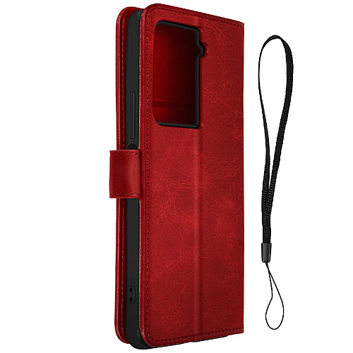 Avizar Étui pour HTC U23 Pro Clapet Portefeuille Fonction Stand Sleek Cover Rouge