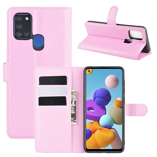 Etui en PU litchi grain cool rose pour votre Samsung Galaxy A21s