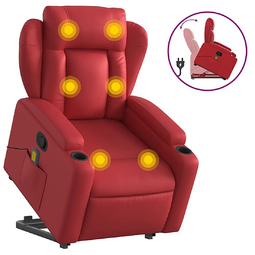 Maison Chic Fauteuil Relax pour salon, Fauteuil inclinable de massage Rouge Similicuir -GKD33199