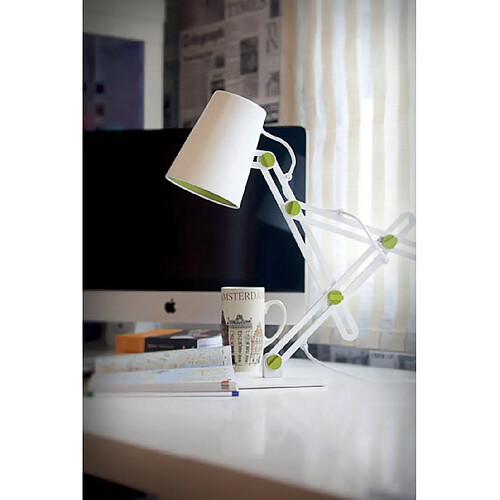 Luminaire Center Lampe de Table Looker 1 Ampoule E27, blanc mat/vert