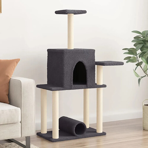 Arbre à chat avec griffoirs,niche pour chat en sisal gris foncé 122 cm -MN74511