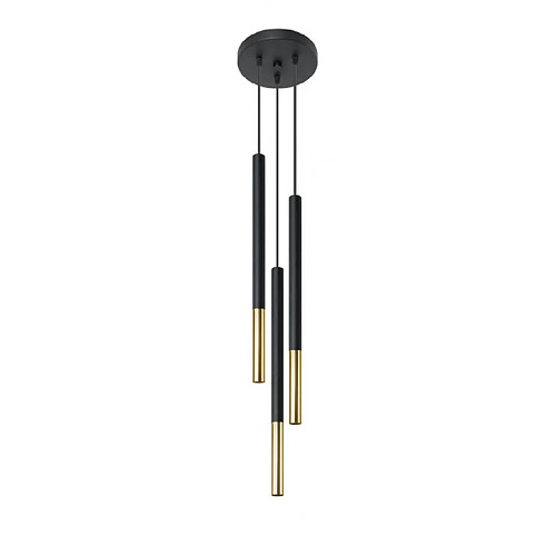 Luminaire Center Suspension Mozaica Acier Or noir 3 ampoules 90cm