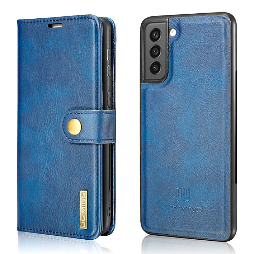 Dg.Ming Etui en PU + TPU Split 2-en-1 détachable bleu pour votre Samsung Galaxy S21 FE