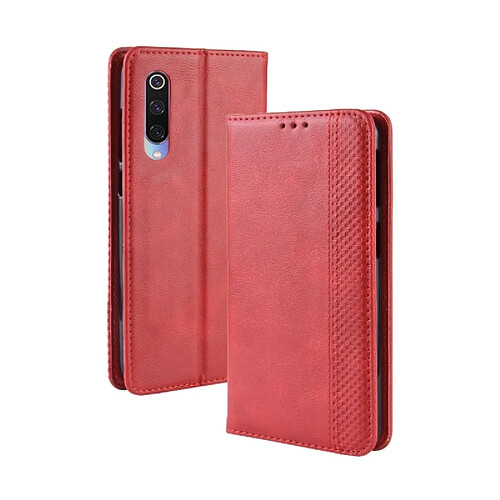 Wewoo Housse Coque Étui en cuir à boucle magnétique avec texture rétro et pour Xiaomi Mi 9, support emplacements pour cartes porte-monnaie (rouge)