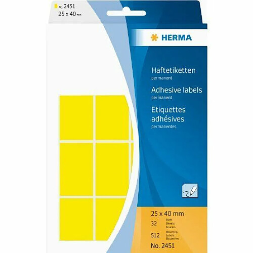 Herma 2451 Étiquettes universelles 25 x 40 mm 512 pièces Jaune