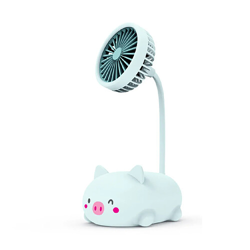 (Cochon Bleu) Mini Ventilateur De Chargement Usb Portable Design De Dessin Animé Créatif Pliable Pratique