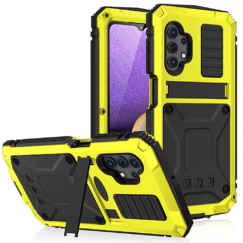 Coque en TPU Antichoc Antipoussière avec béquille jaune pour votre Samsung Galaxy A32 5G