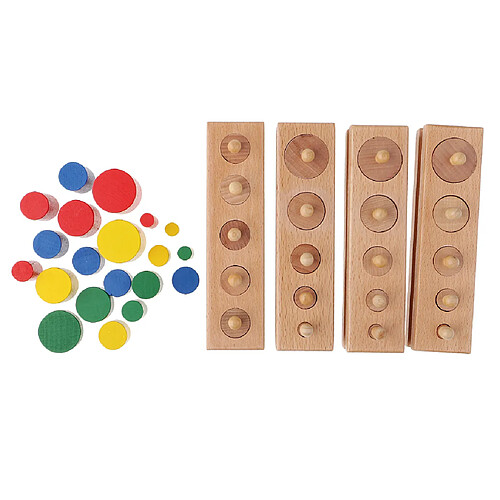 4pcs Coloré Montessori Jouet en Bois Cylindre Blocs Début Développement Educatif Cadeau d'Enfant Bébé