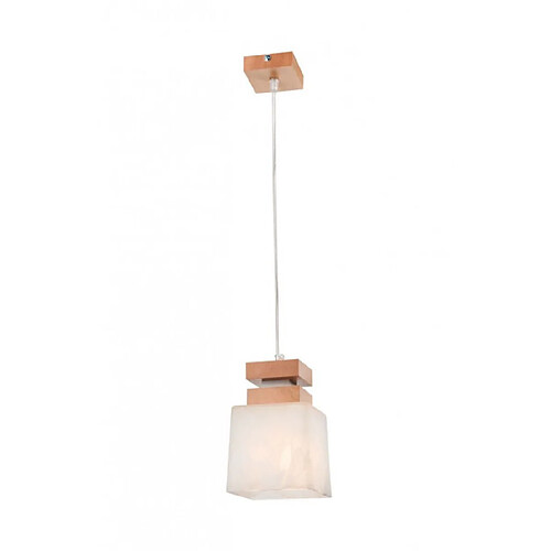 Lumière Suspension Kubus Verre,bois Rustique 1 ampoule 66cm