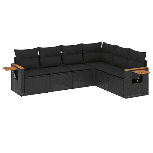 Maison Chic Salon de jardin 6 pcs avec coussins | Ensemble de Table et chaises | Mobilier d'Extérieur noir résine tressée -GKD65058