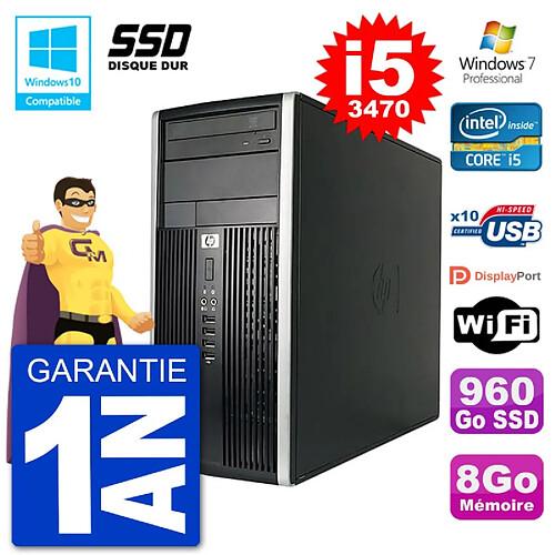 PC HP 6300 MT Intel Core i5-3470 RAM 8Go SSD 960Go Graveur DVD Wifi W7 · Occasion