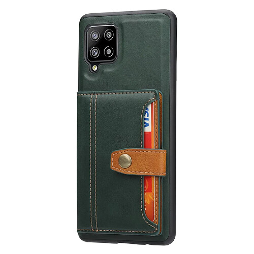 Coque en TPU + PU avec béquille, porte-cartes vert pour votre Samsung Galaxy A22 4G (EU Version)