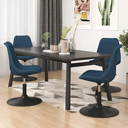 vidaXL Chaises pivotantes à manger lot de 4 Bleu Velours