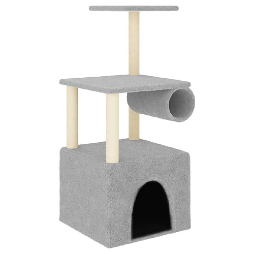 Helloshop26 Arbre à chat meuble tour grimper jouet grattage grattoir escalade plateforme avec griffoirs en sisal clair 109,5 cm gris 02_0022547