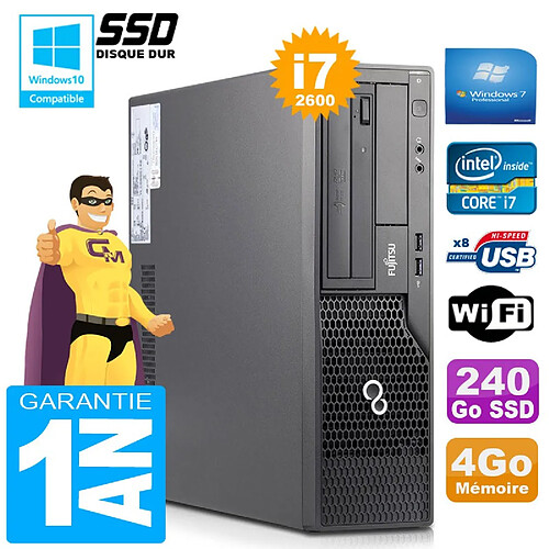 PC Fujitsu Esprimo E500 E85+ SFF Core I7-2600 RAM 4Go Disque 240 Go SSD Wifi W7 · Occasion