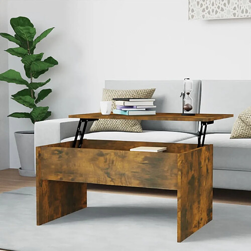 Maison Chic Tabls basse,Table Console pour salon Chêne fumé 80x50,5x41,5 cm Bois d'ingénierie -MN98611