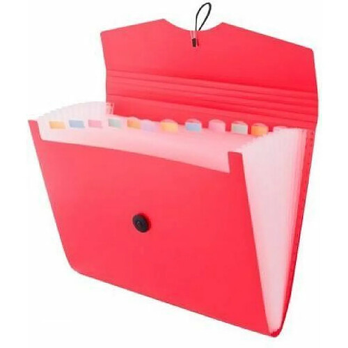 D.RECT 5580 - Trieur Extensible 12 Poches A4 - Extensible Classeur Documents - Accordéon Classeur Pochettes Porte-documents, rouge