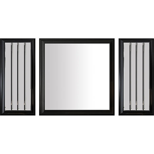 Vivenla Lot de 3 miroirs design en bois 100% mdf laqué noir avec miroir fumé collection Angel L. 40-90-40 x P. 3-3-3 x H. 90-90-90 cm ANGEL