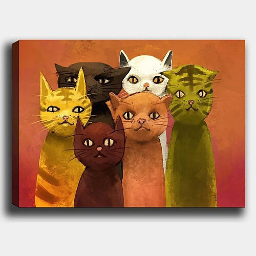 EPIKASA Impression sur Toile Chats, Multicouleur, Polyester, 100x3x70 cm