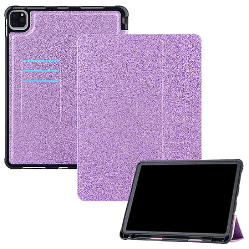 Etui en PU avec support tripliure et porte-stylo violet pour votre Apple iPad Pro 11 pouces (2021)/(2020)/(2018)/Air (2020)