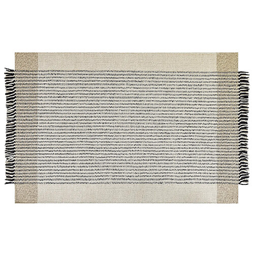 Beliani Tapis en laine beige et noir 140 x 200 cm DIVARLI