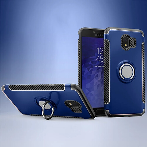 Wewoo Coque Étui de protection magnétique à 360 degrés avec anneau de rotation pour Galaxy J4 2018 bleu