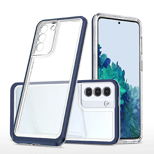 Ozzzo coque transparente 3 en 1 pour samsung galaxy s22 + (s22 plus) frame gel cover bleu