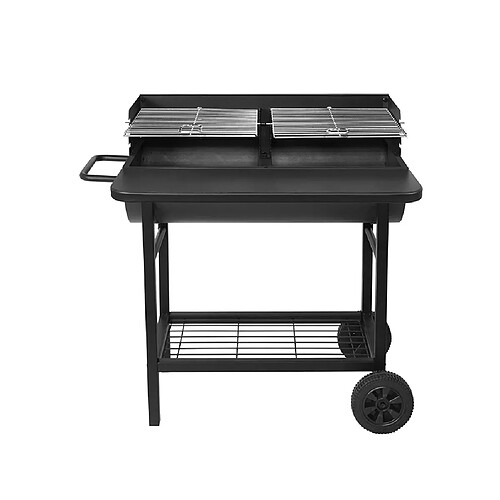 Barbecue à charbon 71 x 35.5cm avec chariot - alabama - RED DECO