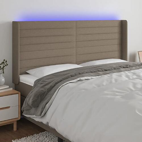 vidaXL Tête de lit à LED Taupe 163x16x118/128 cm Tissu