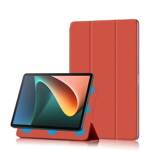 Etui en PU magnétique avec support orange pour votre Xiaomi Pad 5/Pad 5 Pro