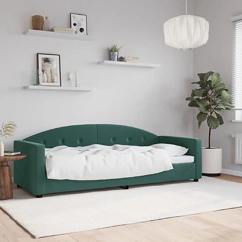 vidaXL Lit de repos sans matelas vert foncé 80x200 cm velours