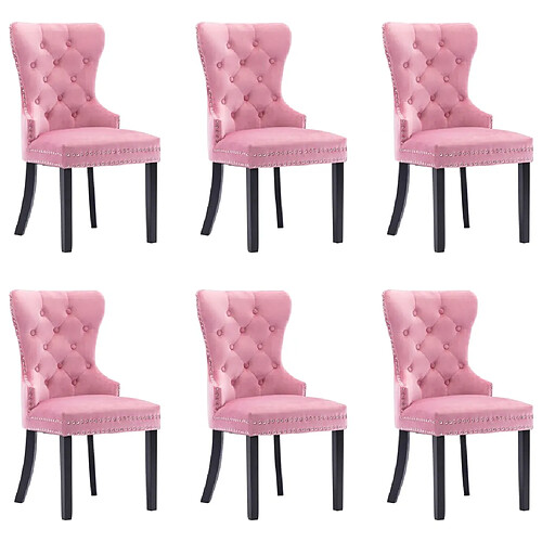 Decoshop26 Lot de 6 chaises de salle à manger cuisine design classique velours rose CDS022788