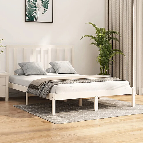 vidaXL Cadre de lit sans matelas blanc bois de pin massif 140x190 cm