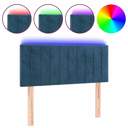 Maison Chic Tête de lit moderne à LED lumineuse pour chambre - Décoration de lit Bleu foncé 80x5x78/88 cm Velours -MN47534