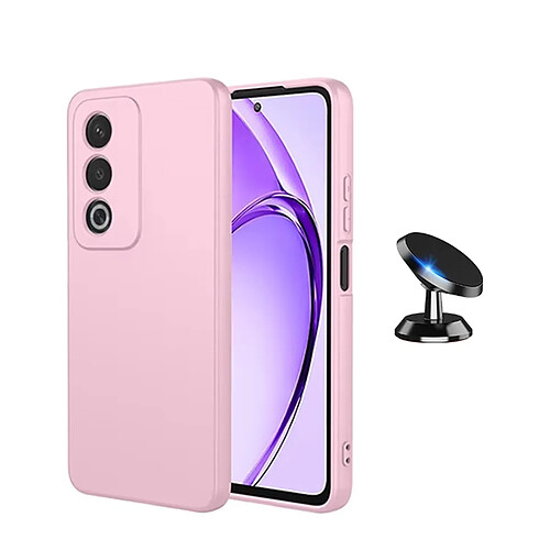 Kit Support Voiture Magnétique + Housse En Silicone Liquide Phonecare Compatible avec Oppo A80 5G - Rose