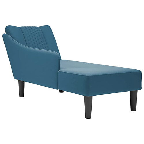 vidaXL Fauteuil long avec accoudoir droit bleu velours