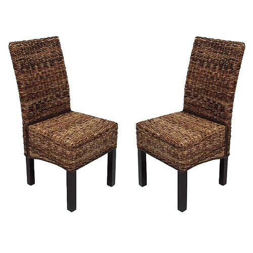 Decoshop26 Lot de 2 chaises en rotin banane tressée pieds foncés CDS04001