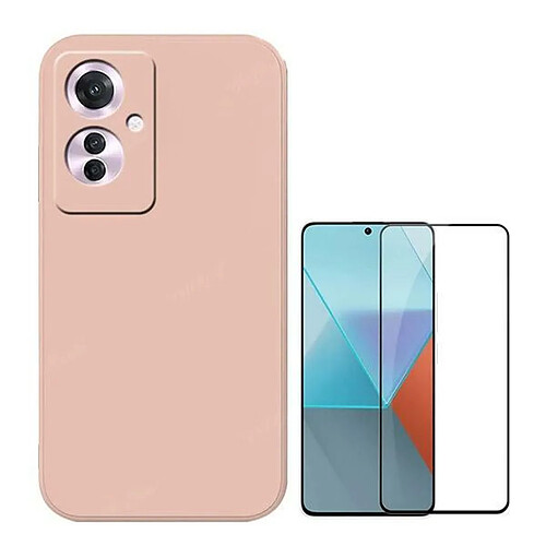 NIS Kit Film Verre Trempé Complet + Housse Silicone Flexible Oppo Reno11 F Rose