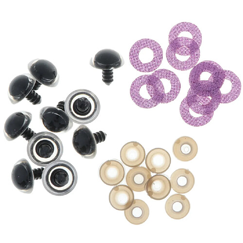 10pcs yeux de jouets de sécurité en plastique + non tissés paillettes + rondelle 24mm violet