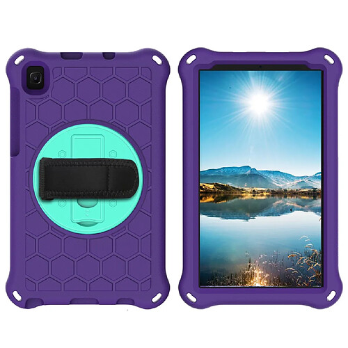 Coque en TPU avec béquille et bandoulière, antichoc violet/cyan pour votre Samsung Galaxy Tab A 8.0 (2019) with S Pen P200