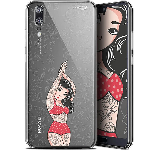 Caseink Coque arrière Huawei P20 (5.8 ) Gel HD [ Nouvelle Collection - Souple - Antichoc - Imprimé en France] Tatoo Girl