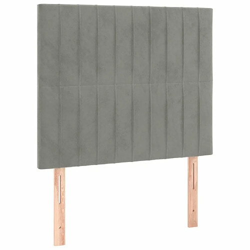 Maison Chic Lot de 2 Têtes de lit design pour chambre - Décoration de lit Gris clair 100x5x78/88 cm Velours -MN32472