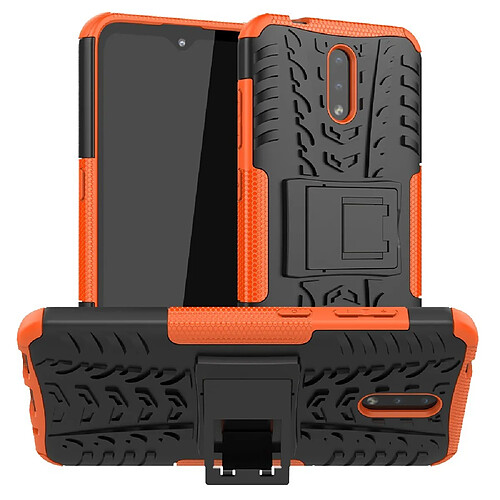 Coque en TPU combo de pneus avec béquille orange pour votre Nokia 2.3