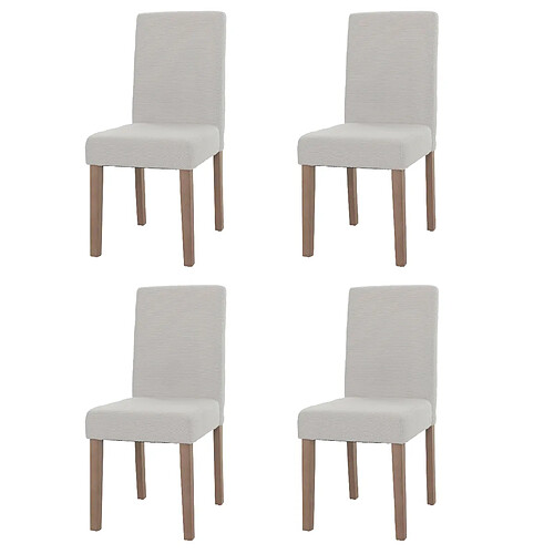 Decoshop26 Lot de 4 chaises de salle à manger dossier haut en tissu bouclé crème pieds clair 04_0007513